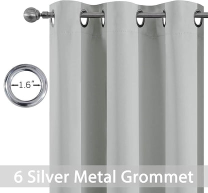 Yakamok 84 Inch Length Blackout Curtains for Bedroom, Thermal Insulated Room Darkening Grommet Top Window Drapes for Living Room,Light Grey,42W x 84L,2 Panels