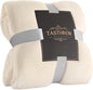 TASTHROW Large Flannel Fleece Throw Blanket, 60×80 Inch - Cozy Lightweight Thick Blanket - All Seasons Suitable for Women, Men and Kids (Cream White)