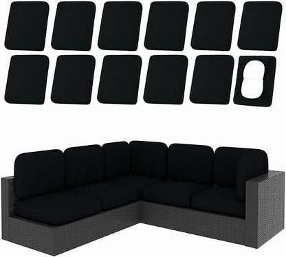 hyha 12Pcs Patio Cushion Covers, Stretch Outdoor Couch Cushion Covers Replacement, Washable Outdoor Chair/Sofa Slipcovers for Patio Furniture Cushions Protector with Elastic Bottom(Black,Cover Only)