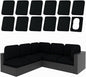 hyha 12Pcs Patio Cushion Covers, Stretch Outdoor Couch Cushion Covers Replacement, Washable Outdoor Chair/Sofa Slipcovers for Patio Furniture Cushions Protector with Elastic Bottom(Black,Cover Only)