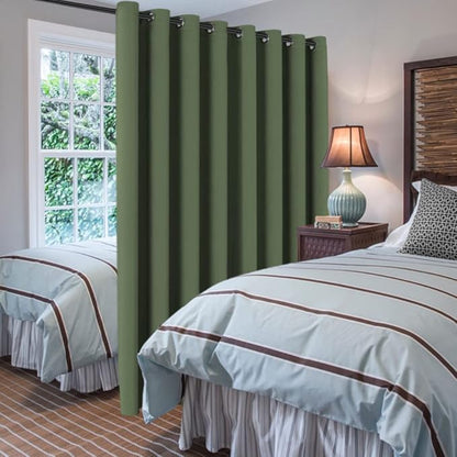 H.VERSAILTEX Blackout Patio Curtains 100 x 108 Inches for Sliding Door Extral Wide Blackout Curtain Panels Thermal Insulated Room Divider - Grommet Top, 9' Tall by 8.5' Wide - Bronze Green