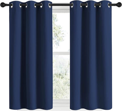 NICETOWN Blackout Draperies Curtains, All Season Thermal Insulated Solid Grommet Top Blackout Curtains/Drapes for Kid's Room (Navy, 1 Pair, 34 x 48 inches)