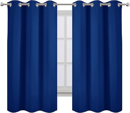LEMOMO Blackout Curtains 42 x 63 inch/Royal Blue Curtains Set of 2 Panels/Thermal Insulated Room Darkening Bedroom Curtains