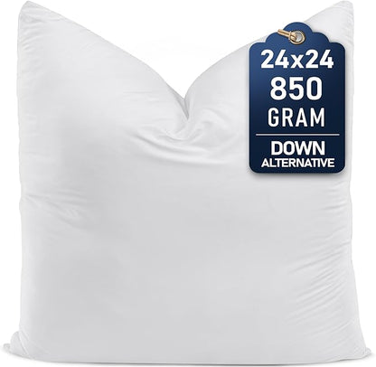 Utopia Bedding Throw Pillows (Set of 1, White) – 24 x 24 Inches Down Alternative Pillows for Bed, Sofa, and Couch - Fluffy Decorative Stuffer Pillow for Indoors & Outdoors
