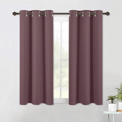 NICETOWN Modern Blackout Curtains Noise Reducing, Thermal Insulated and Privacy Room Darkening Drape Panels for Boy's Guest Room Door Small Short Window (Dry Rose, 2 Panels, W42 x L54 -Inch)