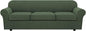 H.VERSAILTEX 4 Piece Stretch Sofa Covers for 3 Cushion Couch Covers for Living Room Furniture Slipcovers (Base Cover Plus 3 Seat Cushion Covers) Thicker Jacquard Fabric (Large Sofa, Bronze Green)