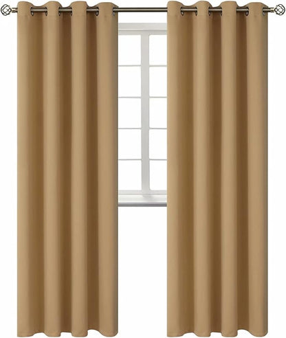BGment Blackout Curtains for Bedroom - Grommet Thermal Insulated Room Darkening Curtains for Living Room, Set of 2 Panels (52 x 95 Inch, Khaki)