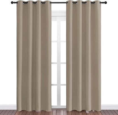 NICETOWN Taupe Blackout Curtains 86" Long, 55" Wide, 2 Pieces for Office, Dining, Guest Room - Sound Reducing, Heat and Cold Block Panels for Modern Decorative