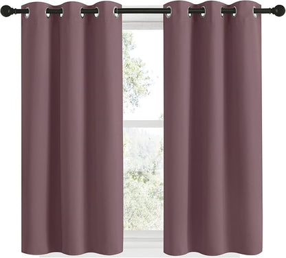 NICETOWN Dry Rose Blackout Shack Curtains Noise Reducing, Thermal Insulated and Privacy Room Darkening Drape Panels for Boy's Guest Room Door Small Short Window (2 Panels, W34 x L48 -Inch)