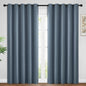 Yakamok Blackout Curtains Room Darkening Thermal Insulated Window Panels,Solid Grommet Top Drapes for Bedroom/Living Room(62Wx84L, Stone Blue, 2 Panels)