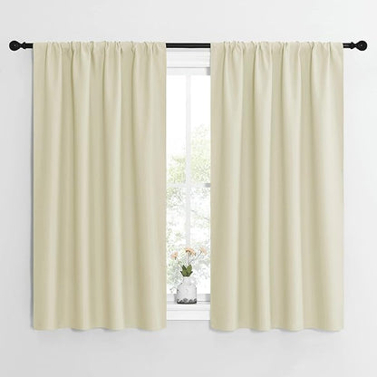 NICETOWN Kitchen Curtains, Short Blackout Curtains & Drapes, Home Decoration Privacy Thermal Insulated Curtains for Unicorn Theam Room (Beige, 42" Wide, 54" Long, 2 PCs)