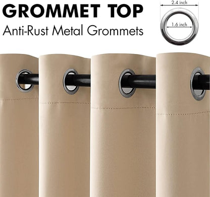 MIULEE Room Darkening Curtains Thermal Insulated Drapes Solid Window Treatment Set Grommet Top Light Blocking Blackout Curtain for Living Room/Bedroom 2 Panels 66 x 84 inch Beige