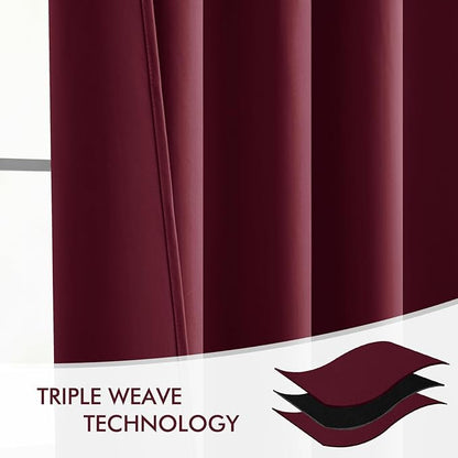 MIULEE Christmas Wine Red Back Tab Blackout Curtains 84 Inch Length 2 Panels Set for Living Room Bedroom Privacy, Rod Pocket/Pinch Pleat Thermal Insulated Room Darkening Pleated Light Blocking Drapes