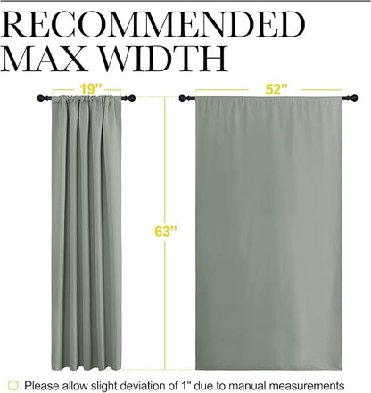 NICETOWN Window Curtains Blackout Drapes - Thermal Insulated Solid Rod Pocket Blackout Curtains/Draperies for Living Room (Greyish Green, One Pair, 52 by 63-Inch)