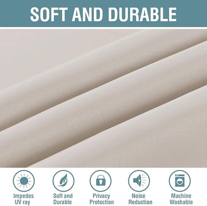 H.VERSAILTEX Blackout Patio Curtains 100 x 96 Inches for Sliding Door Extral Wide Blackout Curtain Panels Thermal Insulated Room Divider - Grommet Top, 8' Tall by 8.5' Wide - Natural