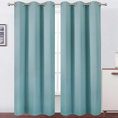 LEMOMO Stone Blue Thermal Blackout Curtains/38 x 84 Inch/Set of 2 Panels Room Darkening Curtains for Bedroom