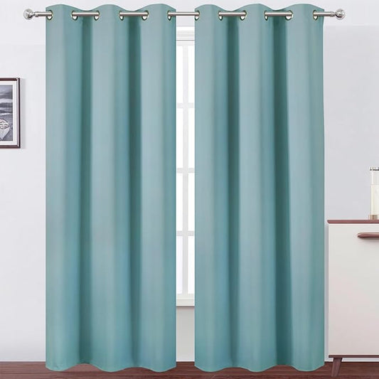 LEMOMO Stone Blue Thermal Blackout Curtains/42 x 84 Inch/Set of 2 Panels Room Darkening Curtains for Bedroom