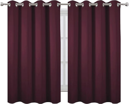 LEMOMO Blackout Curtains 52 x 45 inch/Burgundy Red Curtains Set of 2 Panels/Thermal Insulated Room Darkening Bedroom Curtains