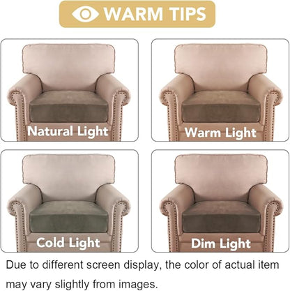 H.VERSAILTEX Velvet Stretch Couch Cushion Cover Plush Cushion Slipcover for Chair Cushion Furniture Protector Seat Cushion Sofa Cover (1 Piece Armchair Cushion Covers, Mocha)