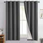 Yakamok 100% Blackout Curtain Panels 63 inches Cold and Light Blocking Drapes for Nursery, 2 Thick Layers Thermal Insulated Draperies (2 Pieces, 50 Wide Each Panel, Charcoal Grey/White Backing)