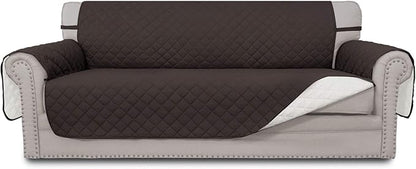Easy-Going Reversible Oversized Couch Cover for 3 Cushion Couch Sofa Cover for Dogs Water Resistant Furniture Protector Cover with Foam Sticks for Pet (Oversized Sofa, Chocolate/Ivory)