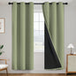SimpleHome 100% Blackout Curtains for Bedroom,Thermal Insulated Sage Grommet Window Drapes Room Darkening Curtains for Living Room with Black Back,38 x 72 Inch,2 Panels