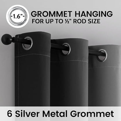 SimpleHome Ombre 100% Blackout Curtains for Bedroom, Full Light Blocking Black and Greyish White Curtains, Thermal Insulated Grommet Window Drapes for Living Room,2 Panels, 42x63 inches Length
