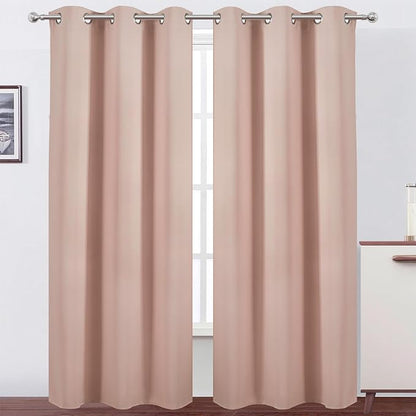 LEMOMO Blush Thermal Blackout Curtains/42 x 95 Inch/Set of 2 Panels Room Darkening Curtains for Bedroom