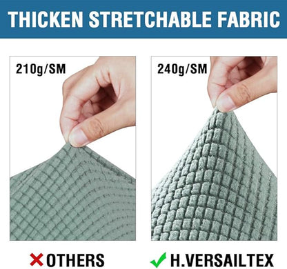 H.VERSAILTEX 3 Piece Stretch Sofa Covers for 2 Cushion Sofa Couch Covers for Living Room Sofa Slipcovers (Base Cover Plus 2 Seat Cushion Covers) Thicker Jacquard Fabric(Large Sofa, Sage)