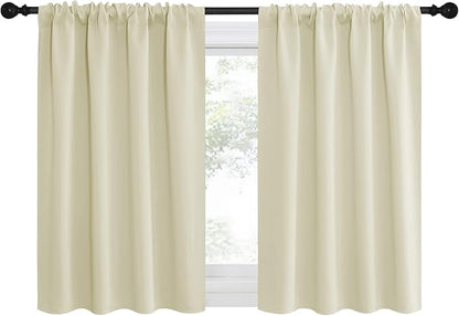 NICETOWN Kitchen Curtains, Short Blackout Curtains & Drapes, Small Window Draperies for Dining Room, Cupboard (Beige, 42 in x 36 in (W x L), Set of 2)