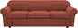 H.VERSAILTEX 4 Piece Stretch Sofa Covers for 3 Cushion Couch Covers Furniture Slipcovers for Living Room (1 Base Cover Plus 3 Seat Cushion Covers) Thicker Jacquard Fabric Cover (XL Sofa, Rust)
