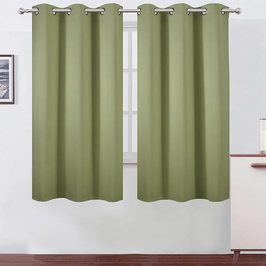 LEMOMO Sage Green Thermal Blackout Curtains/38 x 63 Inch/Set of 2 Panels Room Darkening Curtains for Bedroom