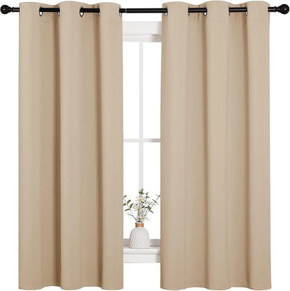 NICETOWN Thermal Insulated Grommet Room Darkening Curtains/Draperies/Panels for Bedroom (2 Panels, W42 x L63 inches, Biscotti Beige)