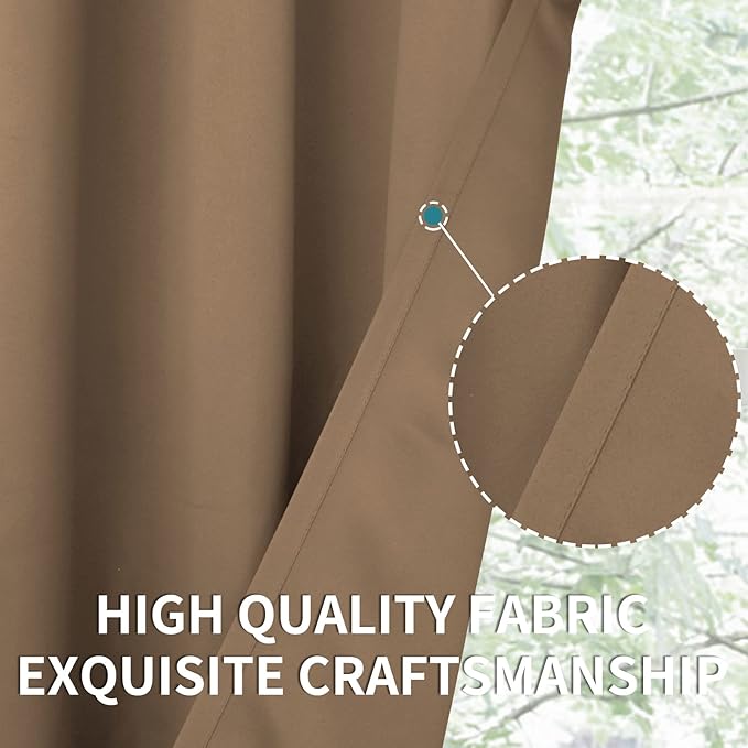 BGment Blackout Curtains for Bedroom - Grommet Thermal Insulated Room Darkening Curtains for Living Room, Set of 2 Panels (70 x 63 Inch, Taupe)