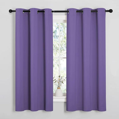 NICETOWN Room Darkening Curtains for Kitchen, Lilac Purple, Set of 2, 42 inches Wide by 50 inches Long, Window Treatment Thermal Insulated Solid Grommet Room Darkening Curtains/Drapes for Bedroom
