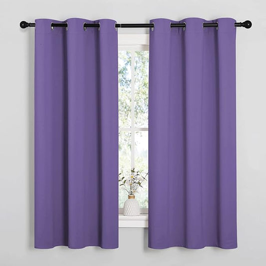 NICETOWN Room Darkening Curtains for Kitchen, Lilac Purple, Set of 2, 42 inches Wide by 50 inches Long, Window Treatment Thermal Insulated Solid Grommet Room Darkening Curtains/Drapes for Bedroom