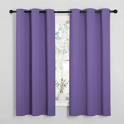 NICETOWN Bedroom Curtain Panels Blackout Draperies, Thermal Insulated Solid Grommet Blackout Curtains/Drapes (1 Pair, 34 by 63 inches, Lilac Purple)