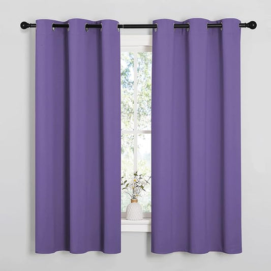 NICETOWN Bedroom Curtain Panels Blackout Draperies, Thermal Insulated Solid Grommet Blackout Curtains/Drapes (1 Pair, 34 by 63 inches, Lilac Purple)