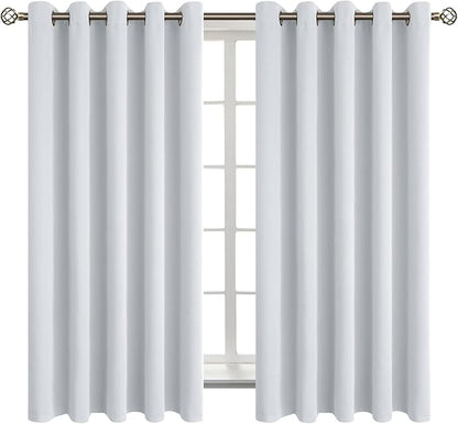 BGment Room Darkening Curtains 63 Inches Long - Grommet Thermal Insulated Drapes Window Treatment Curtains for Bedroom, 2 Panels, 70 x 63 Inch, Greyish White
