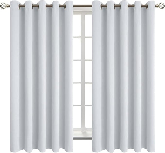 BGment Room Darkening Curtains 63 Inches Long - Grommet Thermal Insulated Drapes Window Treatment Curtains for Bedroom, 2 Panels, 70 x 63 Inch, Greyish White