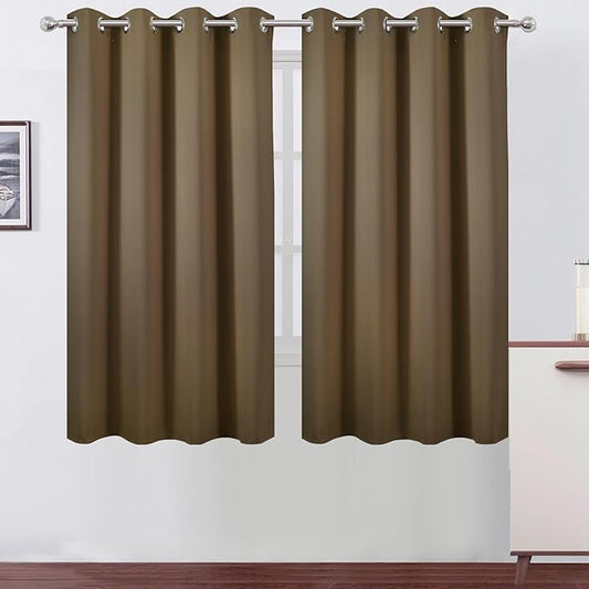LEMOMO Brown Blackout Curtains 52 x 63 Inch Length/Set of 2 Curtain Panels/Thermal Insulated Room Darkening Curtains for Bedroom and Living Room