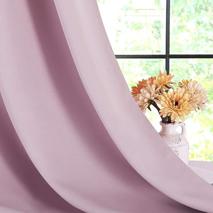 NICETOWN Blackout Draperies Curtains for Girls Room, Nursery Essential Thermal Insulated Grommet Top Blackout Panels (Baby Pink=Lavender Pink, 1 Pair, 42 x 54 Inch)