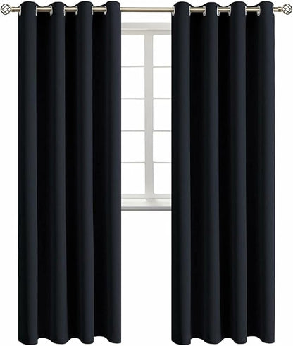 BGment Blackout Curtains for Living Room - Grommet Thermal Insulated Room Darkening Curtains for Bedroom, 2 Panels of 52 x 95 Inch, Black