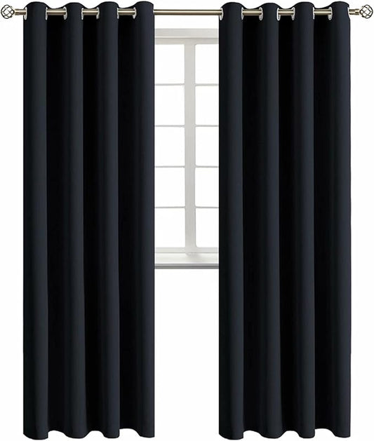 BGment Blackout Curtains for Living Room - Grommet Thermal Insulated Room Darkening Curtains for Bedroom, 2 Panels of 52 x 95 Inch, Black
