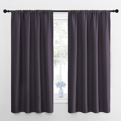NICETOWN Blackout Curtains for Bedroom, Blackout Curtain Panels, Greyish Purple, 1 Pair, 42 by 45-inch, Window Treatment Energy Saving Thermal Insulated Solid Rod Pocket Blackout Drapes/Draperies