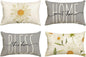 AVOIN colorlife Home Sweet Home Spring Summer Flowers Throw Pillow Covers, 12 x 20 Inch Grey Cushion Case for Sofa Couch Set of 4
