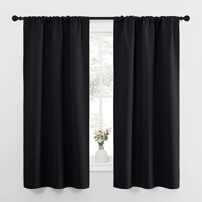 NICETOWN Black Out Curtain Panels for Kitchen - Energy Smart Decoration Thermal Insulating Blackout Drapes/Draperies for Small Window (2 Panels, 34 inches Wide by 63 inches Long)