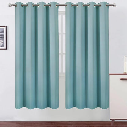 LEMOMO Stone Blue Thermal Blackout Curtains/52 x 72 Inch/Set of 2 Panels Room Darkening Curtains for Bedroom