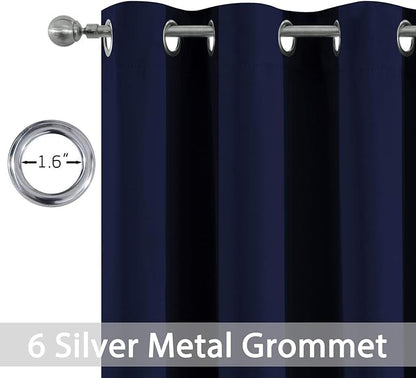 Yakamok Blackout Curtains Room Darkening Thermal Insulated with Grommet Window Curtain for Living Room, 38 x 72 inch, Navy Blue, 2 Panels