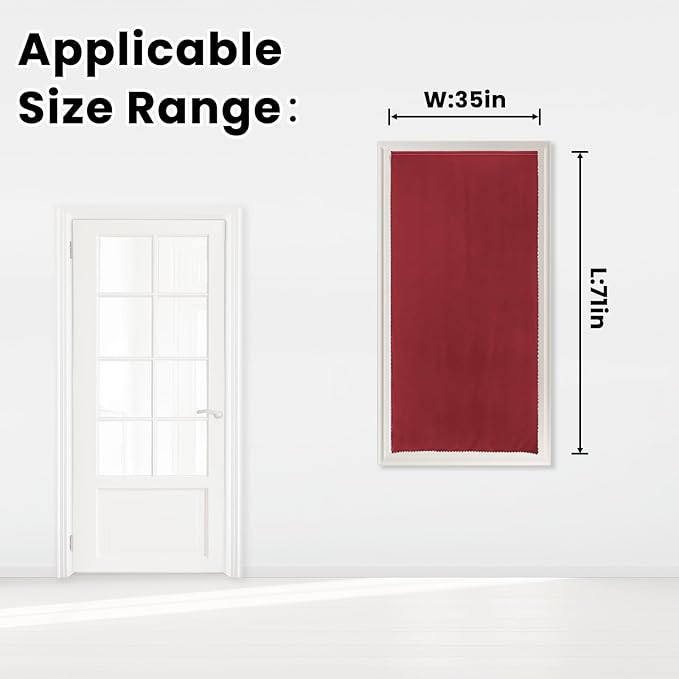 Self Adhesive Curtains, Stick Curtain Blackout Shades Window Cover Curtains for Living Room No Drilling, 35" W X 71" L, Burgundy, 1 Panel